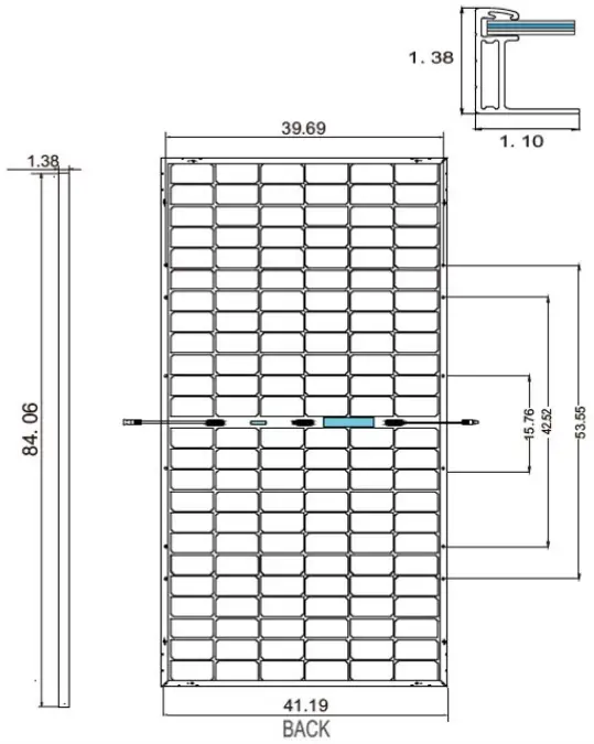 boviET BVM6612M Vega Series Bifacial PV Module Solar Panels - Mechanical Drawing