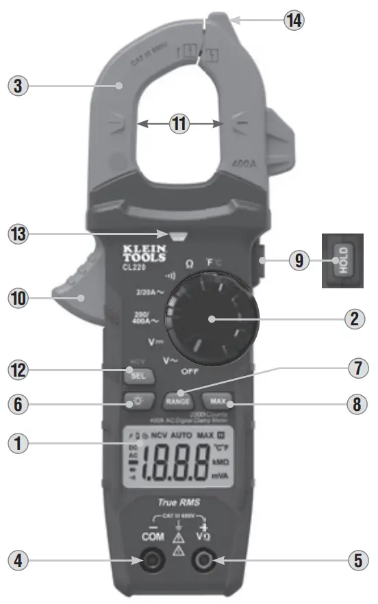 KLEIN TOOLS CL220 400A AC Auto-Ranging -FIG121