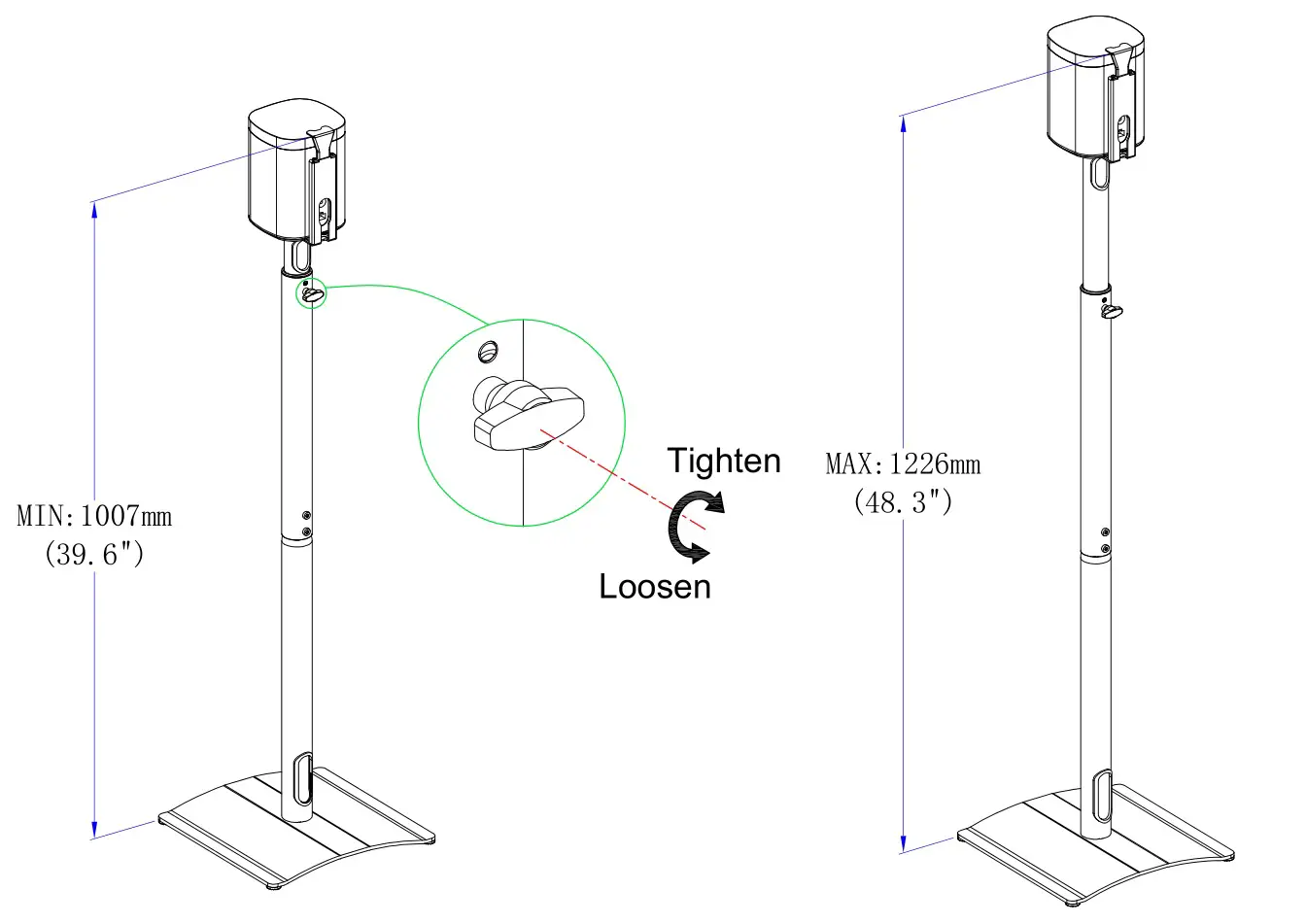 Mounting Dream MD5411 Speaker Stand - Step 5 Height Adjustment
