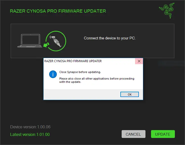Razer Cynosa Chroma Pro Firmware Updater