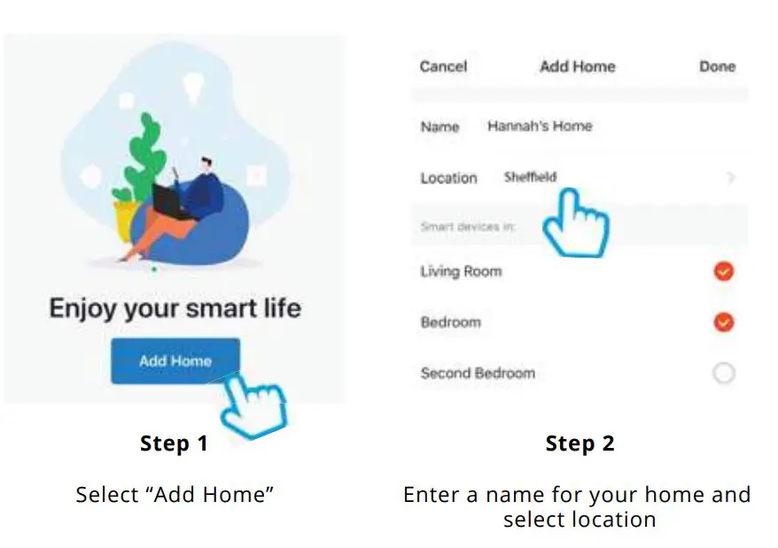 time2 Olivia 2 Indoor Rotating WiFi Security Camera User Guide - Add Home