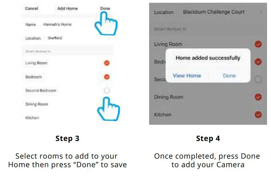 time2 Olivia 2 Indoor Rotating WiFi Security Camera User Guide - Add Home