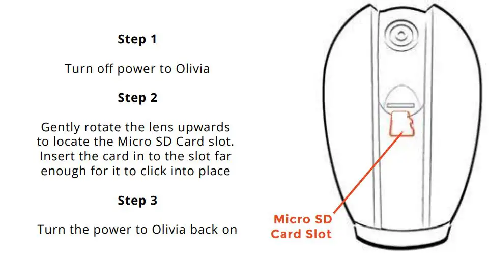 time2 Olivia 2 Indoor Rotating WiFi Security Camera User Guide - Add SD Card