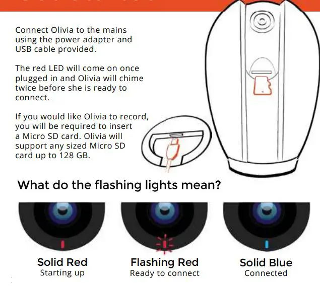 time2 Olivia 2 Indoor Rotating WiFi Security Camera User Guide - Get Started