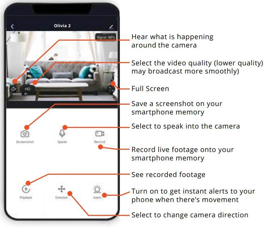 time2 Olivia 2 Indoor Rotating WiFi Security Camera User Guide - Live View