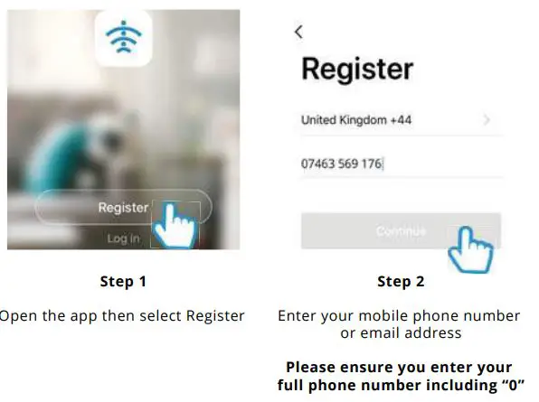 time2 Olivia 2 Indoor Rotating WiFi Security Camera User Guide - Register