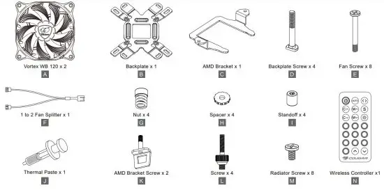 COUGAR COAQUA240 240 AQUA 240 RGB Liquid CPU Cooler - INSTALL CONTENTS