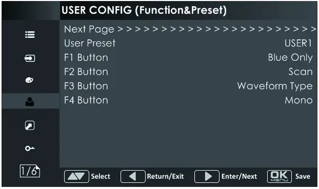 SWIT 15.6 LCD Monitor-User Config Menu