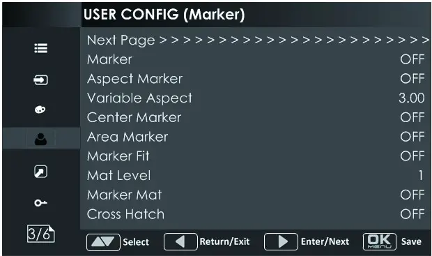 SWIT 15.6 LCD MonitorMarker -- Marker Menu