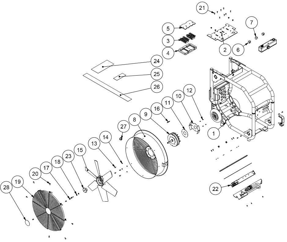 SUPERVAC V18-BW Super Vac Ventilation Fans - Fan Exploded View
