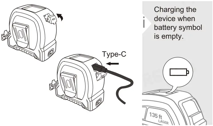 PREXISO PLT40L 2 in 1 Laser Tape Measure - Battery Charging