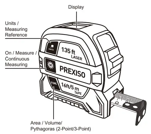 PREXISO PLT40L 2 in 1 Laser Tape Measure - Overview