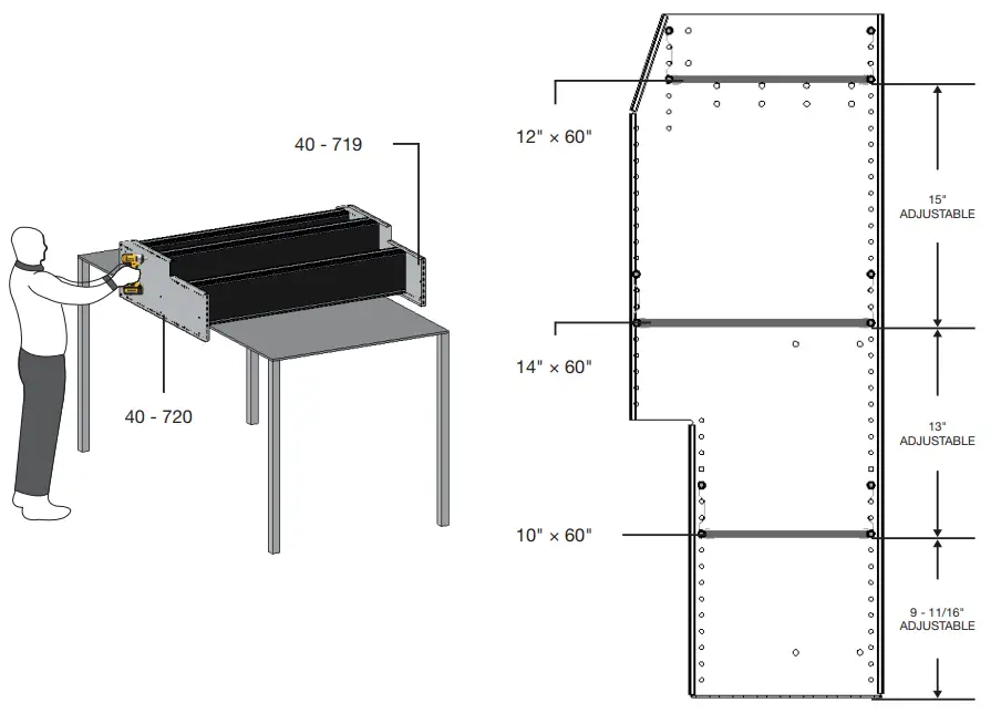 RANGER DESIGN P4 RA60 3 60 Steel Shelving Unit  3 Shelves -handle panels