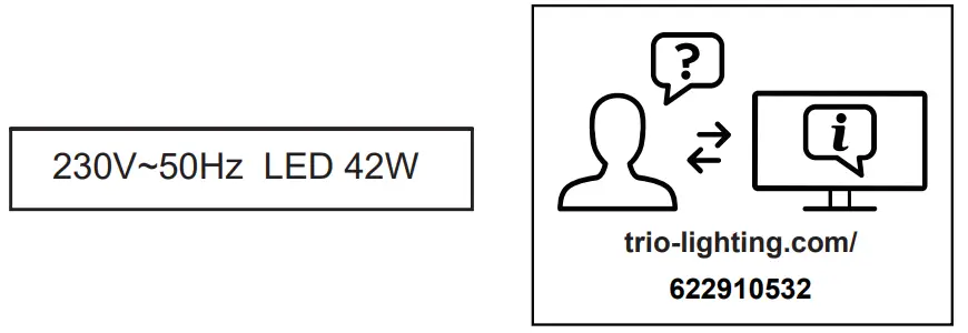 622910532 LED ceiling lamp Trio Harper 115cm matt black wood - 2