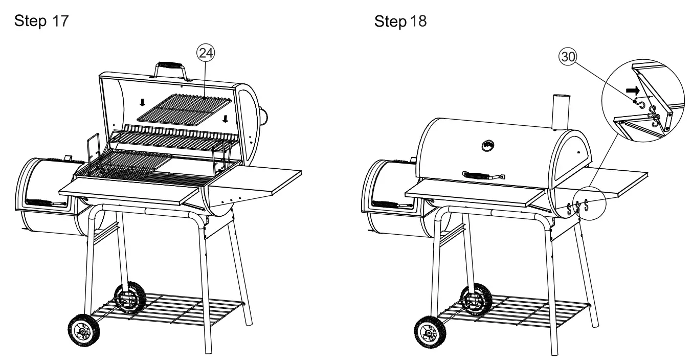 Royal Gourmet CC1830S Offset Smoker Charcoal Grill - 13