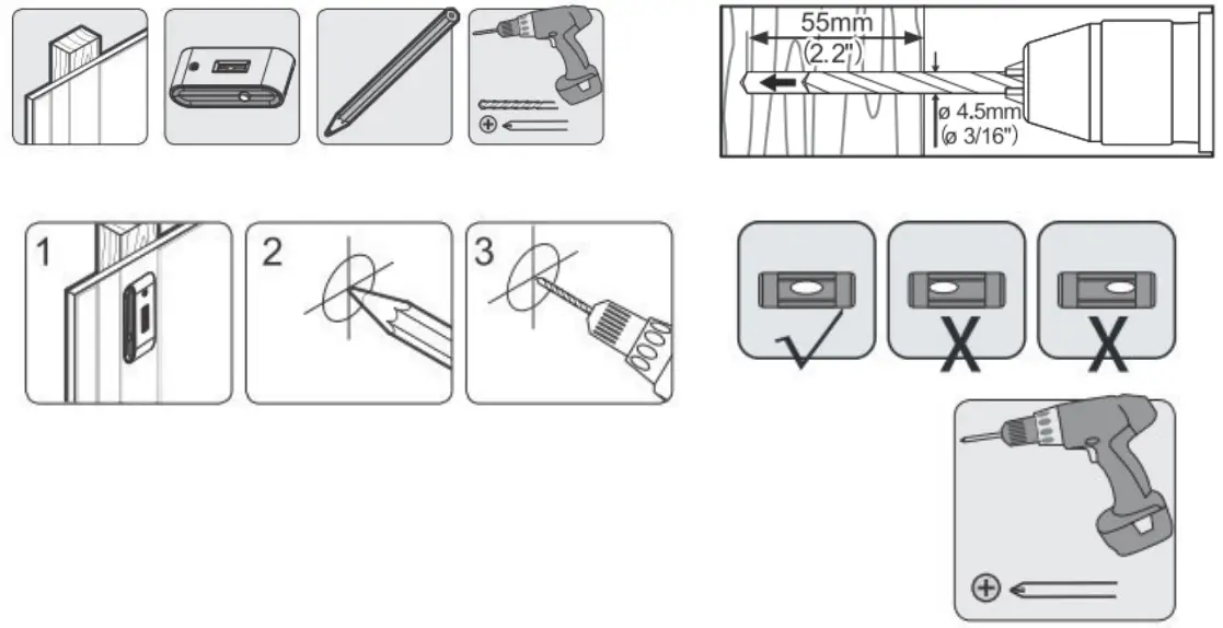 Wood stud wall mounting