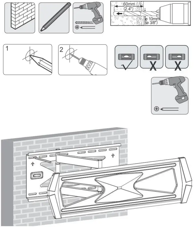 Solid brick and concrete mounting