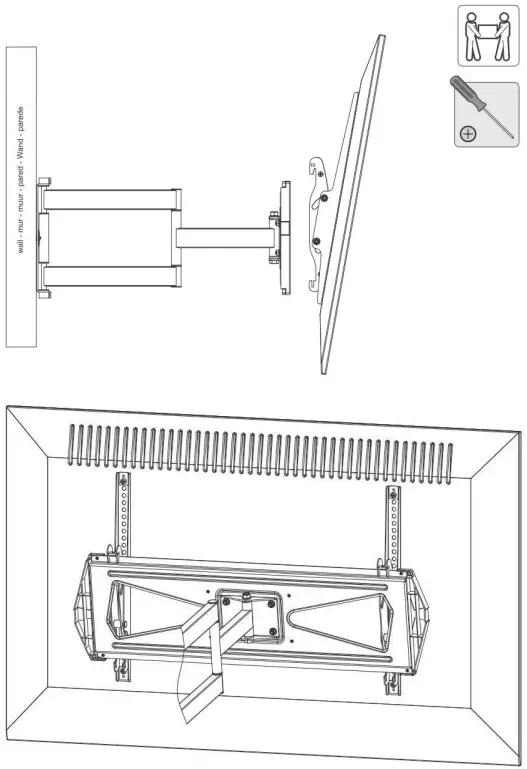 Hanging the TV onto the wall plate