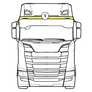 TRUCKSTYLE SWEDEN Sunvisor 30 cm for Scania NG Custom 7 - Put back the original upper part on the new sunvisor (1).