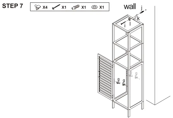 Kmart 43024230 Slated Bambo Tall Shelf with Door - Step 7
