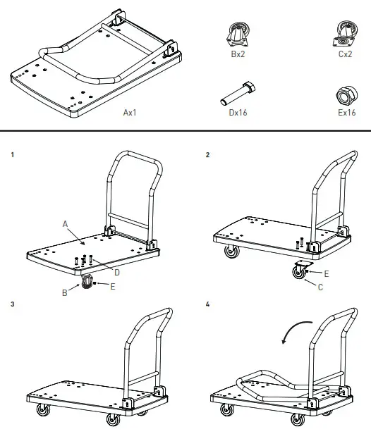 HENDI 810514 Folding Handle Platform Trolley