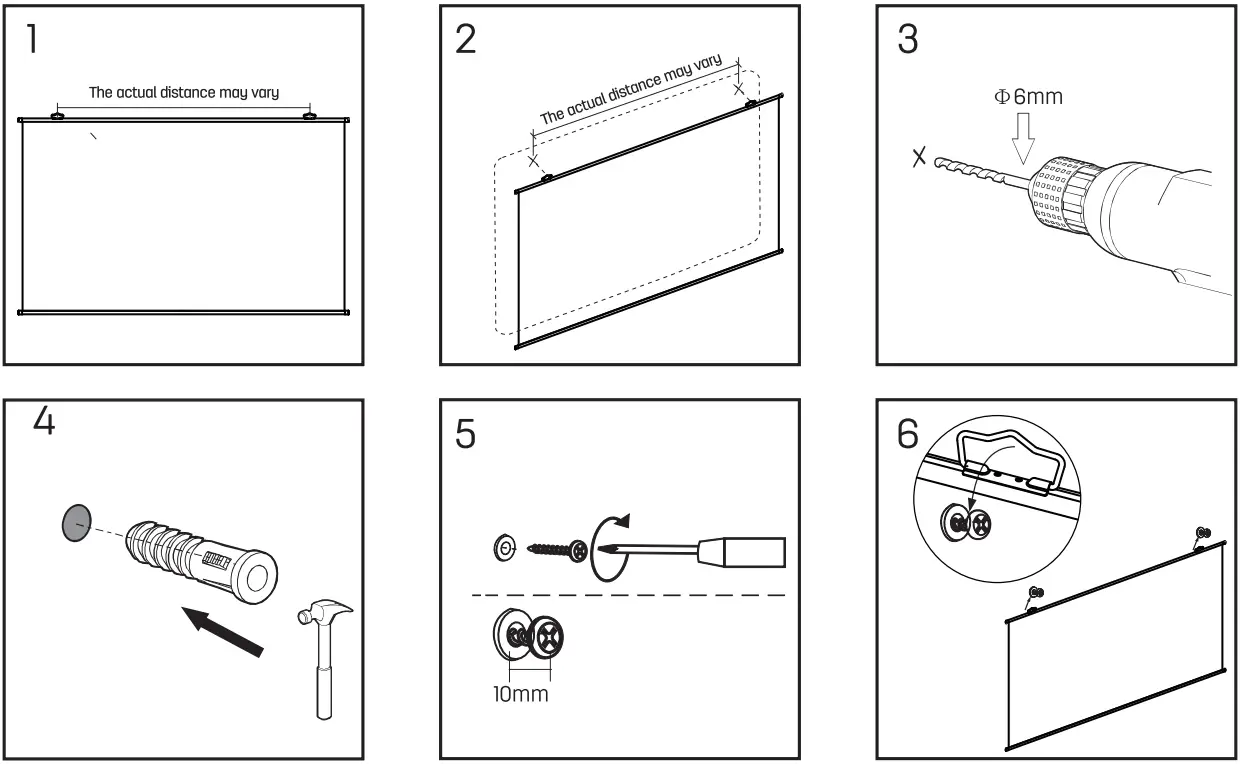 deli 50448 Projection Screen - Installation method