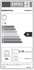ESSENTIALS CFSE60W17 60cm Freestanding Electric Cooker - Hob