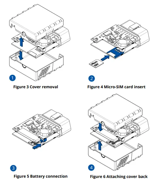 TELTONIKA FMB010 2G Bluetooth OBD GPS Tracker - connect the battery