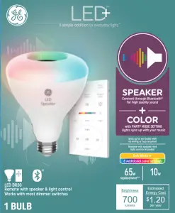 GE Lighting BR30 Light Bulb with Remote Control -led