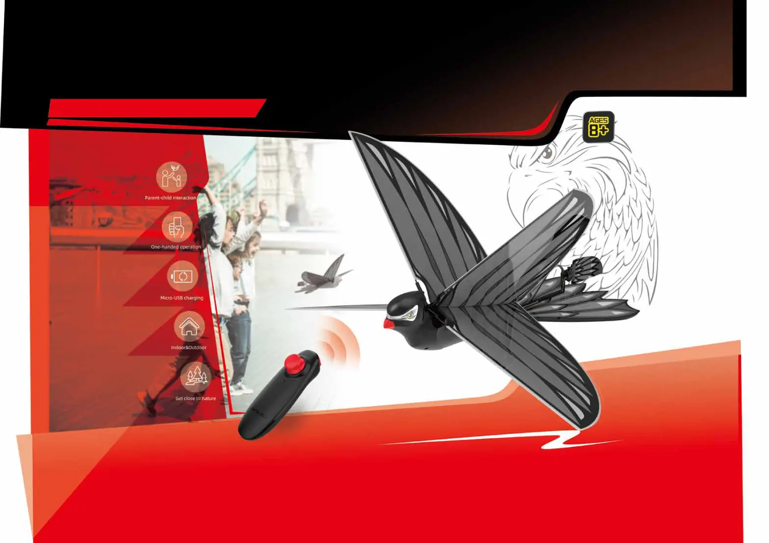 Hanvon Go Go Bird 001 Remote Control Flying Toy-