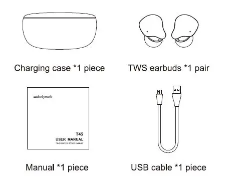 melodysusie T45 True Wireless Stereo Earbuds Fig1