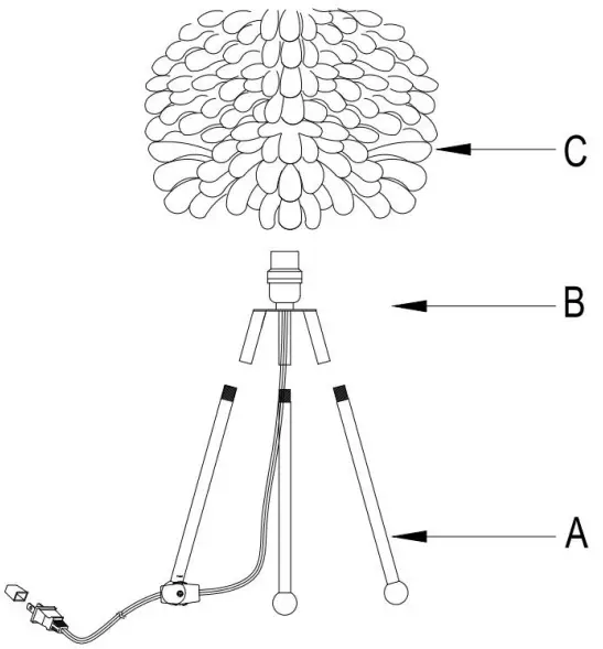 4MODERNHOME Columbus 19 Gold Tripod Table Lamp Set With Pink Feather - fig1