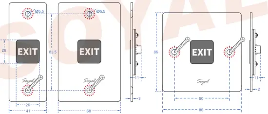 SOYAL AR PB5 Stainless Steel Push Button - FIG 1