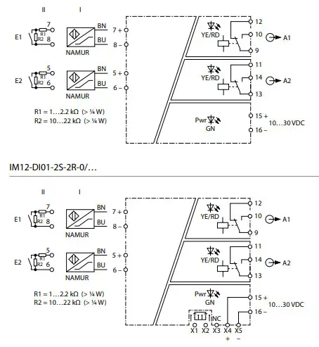 TURCK IMX12 DI01 2S 2T 0 Isolating Switching Amplifier - Wiring Diagrams