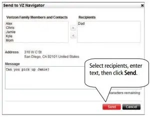 FIG 58 Send a Location to VZ Navigator