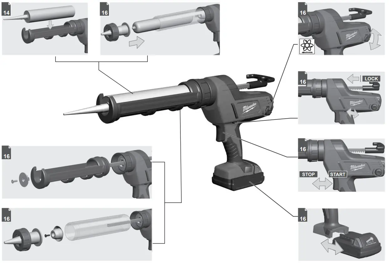 Milwaukee C18 PCG cordless caulk Gun - fig 6