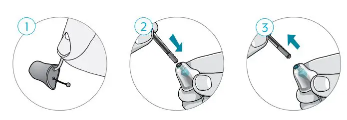 Starkey Receiver-In-Canal (RIC) 312 with Ermold Hearing Aid User Guide - Changing Hear Clear Wax Guards