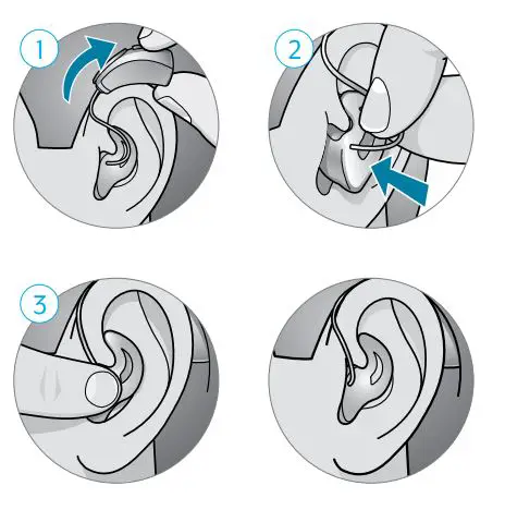 Starkey Receiver-In-Canal (RIC) 312 with Ermold Hearing Aid User Guide - insert the hearing aid
