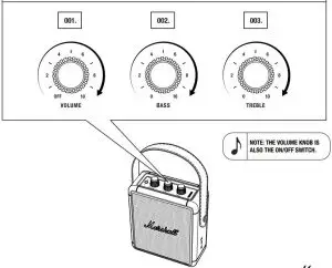 FIG 13 ADJUSTING THE VOLUME or BASS or TREBLE