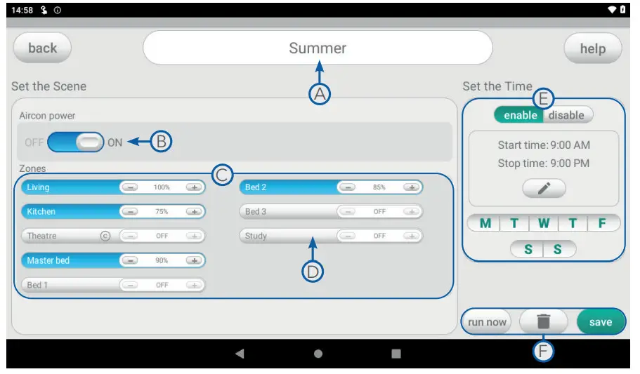 ADVANTAGE AIR Zone 10e - Editor screen as s