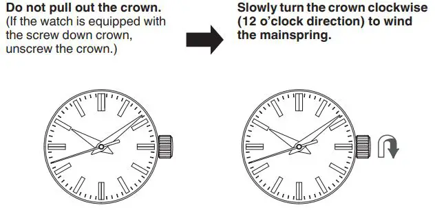 Grand Seiko Seiko Watch Corporation Instruction Manual - How to wind the mainspring