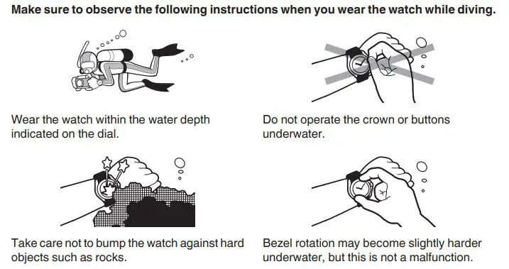 Grand Seiko Seiko Watch Corporation Instruction Manual - While Diving