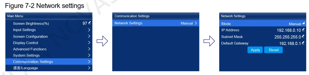 NOVASTAR MX40 Pro LED Display Controller - Figure 6-2 Input source Figure 7-2 Network settings 1