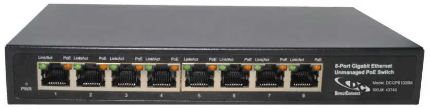 D Link DCGP81000M 8 Port Gigabit Ethernet Unmanaged PoE Switch - FIGURE 1