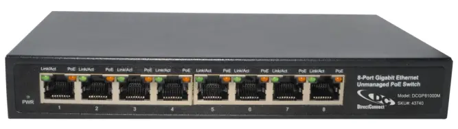 D Link DCGP81000M 8 Port Gigabit Ethernet Unmanaged PoE Switch