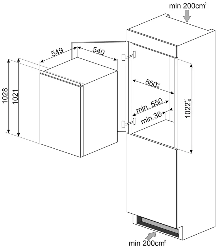 smeg S4C102F0 Universale One Door Refrigerator - FIGURE