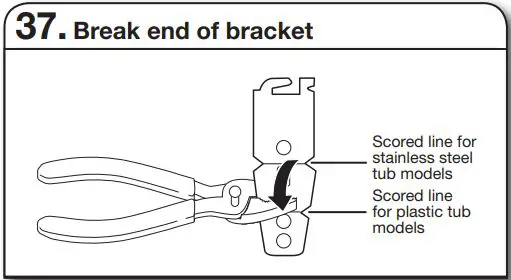 Whirlpool WDT730PAHV 24 51db 5 Cycle Built-In Installation Guide - Break end of bracket