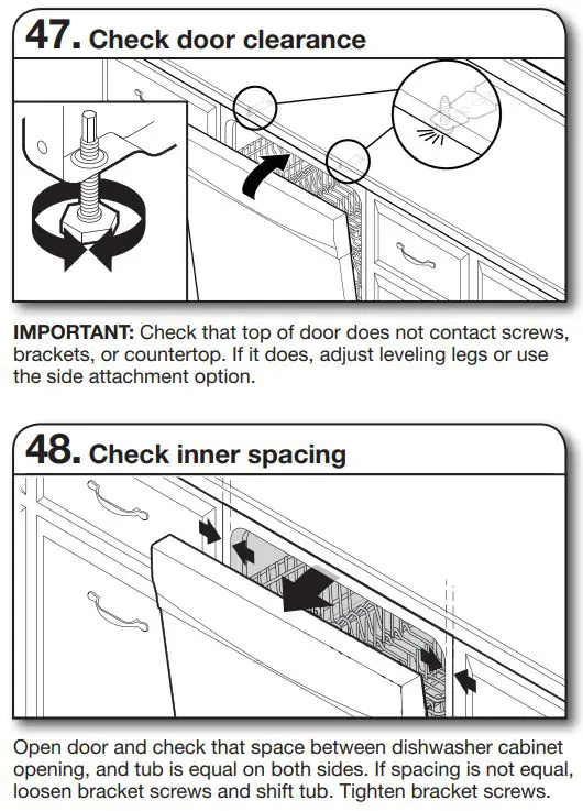 Whirlpool WDT730PAHV 24 51db 5 Cycle Built-In Installation Guide - Check door clearance