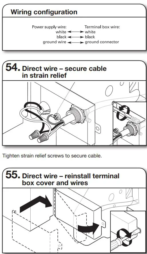 Whirlpool WDT730PAHV 24 51db 5 Cycle Built-In Installation Guide - Direct wire – secure cable in strain relief