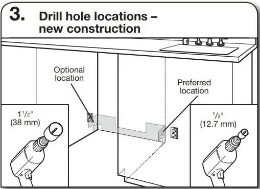 Whirlpool WDT730PAHV 24 51db 5 Cycle Built-In Installation Guide - Drill hole locations